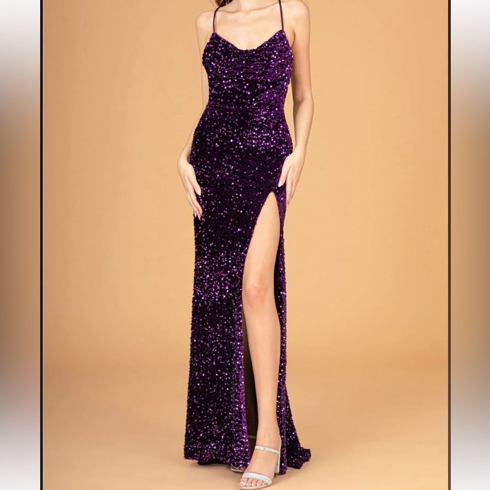 Sexy Sequin Dress Cocktail Party Dress Elegant V-Neck High Split Formal Dress XL